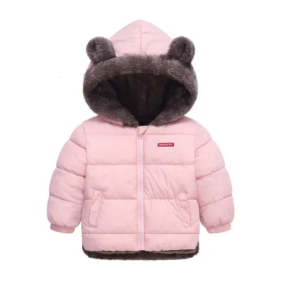 Toddler Girls Boys Winter Hooded Plush Down Coat with Lamb Fleece