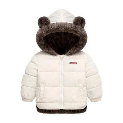 Toddler Girls Boys Winter Hooded Plush Down Coat with Lamb Fleece
