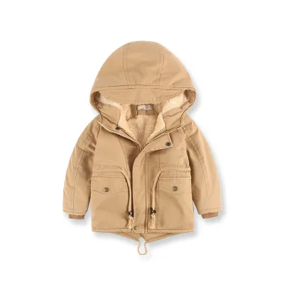 Fleece-Lined Thickened Hooded Toddler Boys And Girls Winter Jacket