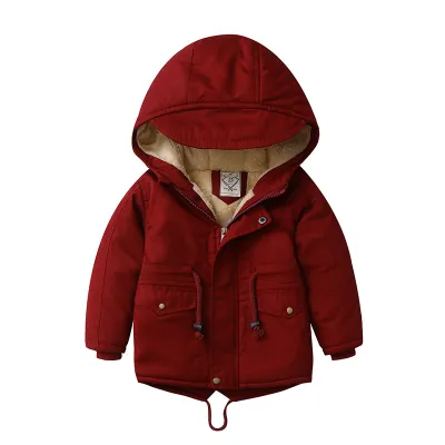 Fleece-Lined Thickened Hooded Toddler Boys And Girls Winter Jacket