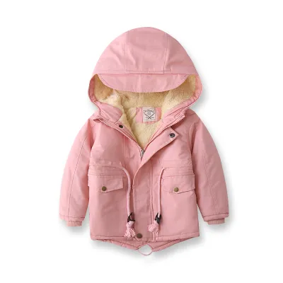 Fleece-Lined Thickened Hooded Toddler Boys And Girls Winter Jacket