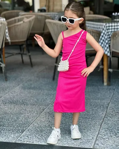 Summer Toddler Girls Solid Color Elastic Slim College Sling Dress