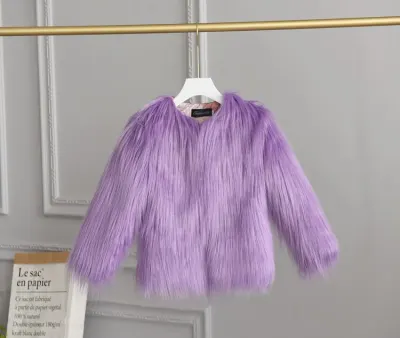 Winter Kids Toddler Girls Faux Fur Plush Solid Coat