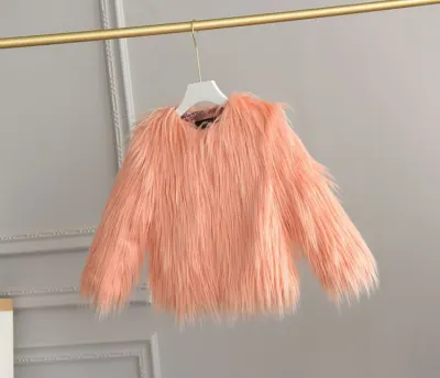Winter Kids Toddler Girls Faux Fur Plush Solid Coat