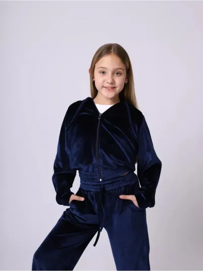 Toddler Girls Velvet Zipper Hoodie Pants Set Casual Two-Piece Sports Outfit