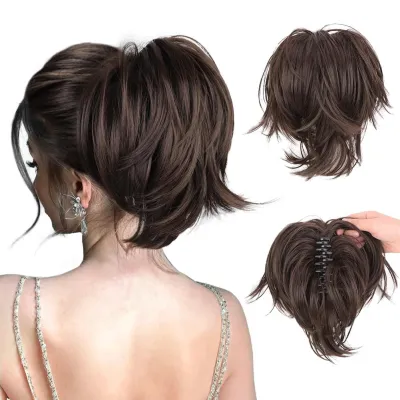 Fashion Women Curly Short Hair Claw Extension Beauty Wigs High Temperature Wire Any Nude