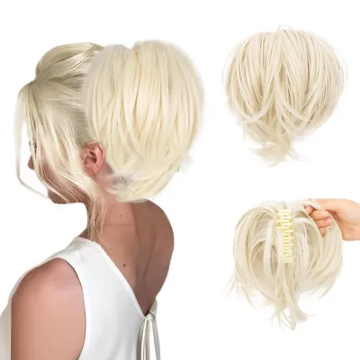 Fashion Women Curly Short Hair Claw Extension Beauty Wigs High Temperature Wire Any Nude