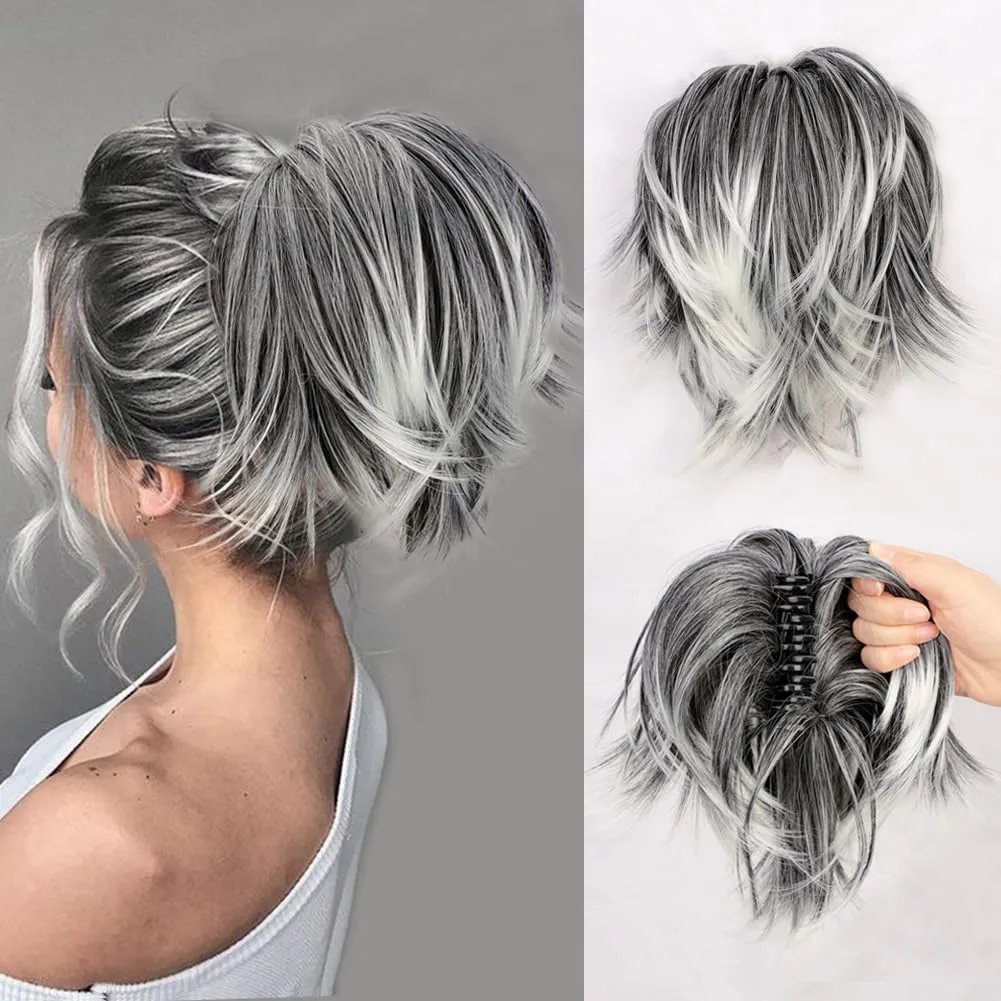 Fashion Women Curly Short Hair Claw Extension Beauty Wigs High Temperature Wire Any Nude