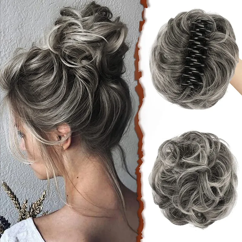 Women Hair Claw Natural Simulation Curly Hair Bun