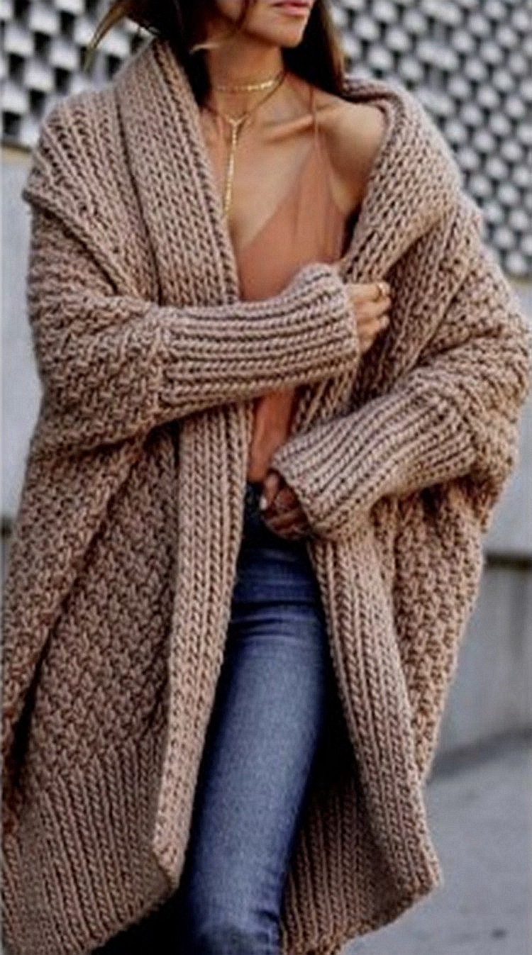 Wholesale Autumn And Winter Women Knitted Cardigan Long