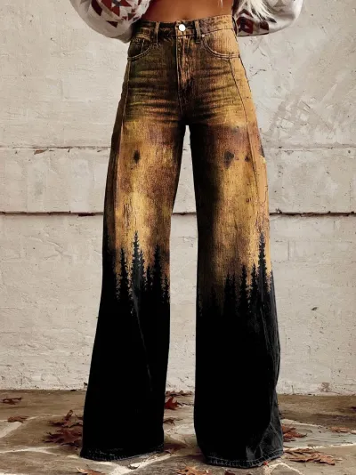 Casual Women Graphic Printing Micro-Flared Pants