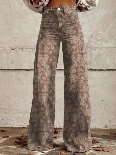 Casual Women Graphic Printing Micro-Flared Pants