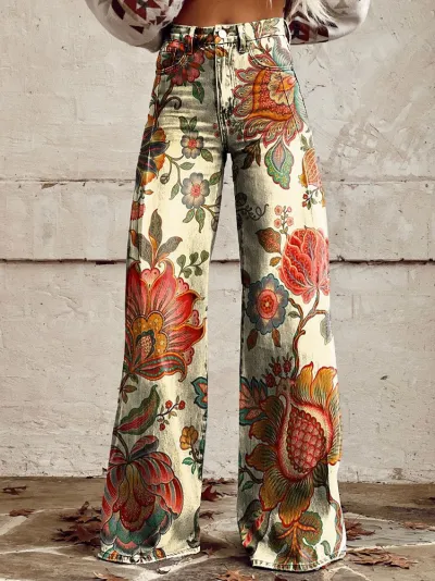 Casual Women Graphic Printing Micro-Flared Pants