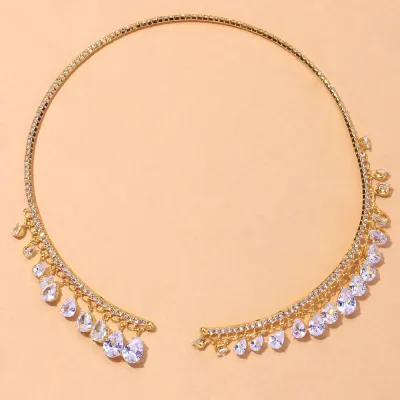 Water Drop Pendant Rhinestone Alloy Geometric Instagram Style Necklace