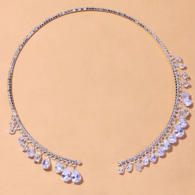Water Drop Pendant Rhinestone Alloy Geometric Instagram Style Necklace