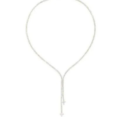 Women Fashion Simple Exquisite Rhinestone Tassel Necklace