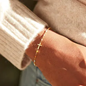 Multicolor Enamel Round Bead Cross Bracelet for Women Stainless Steel Ethnic Retro