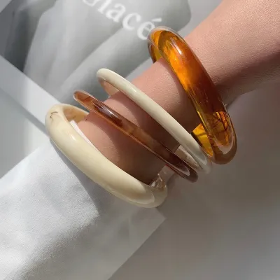 Resin Multicolor Elegant Fashion Floral Bangle Bracelet