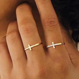 Women Simple Metal Geometric Cross Ring Fashion Commuter Alloy