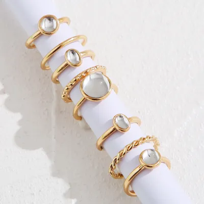Fashion Creative Rhinestone Geometric Index Finger Ring Women's Ins
