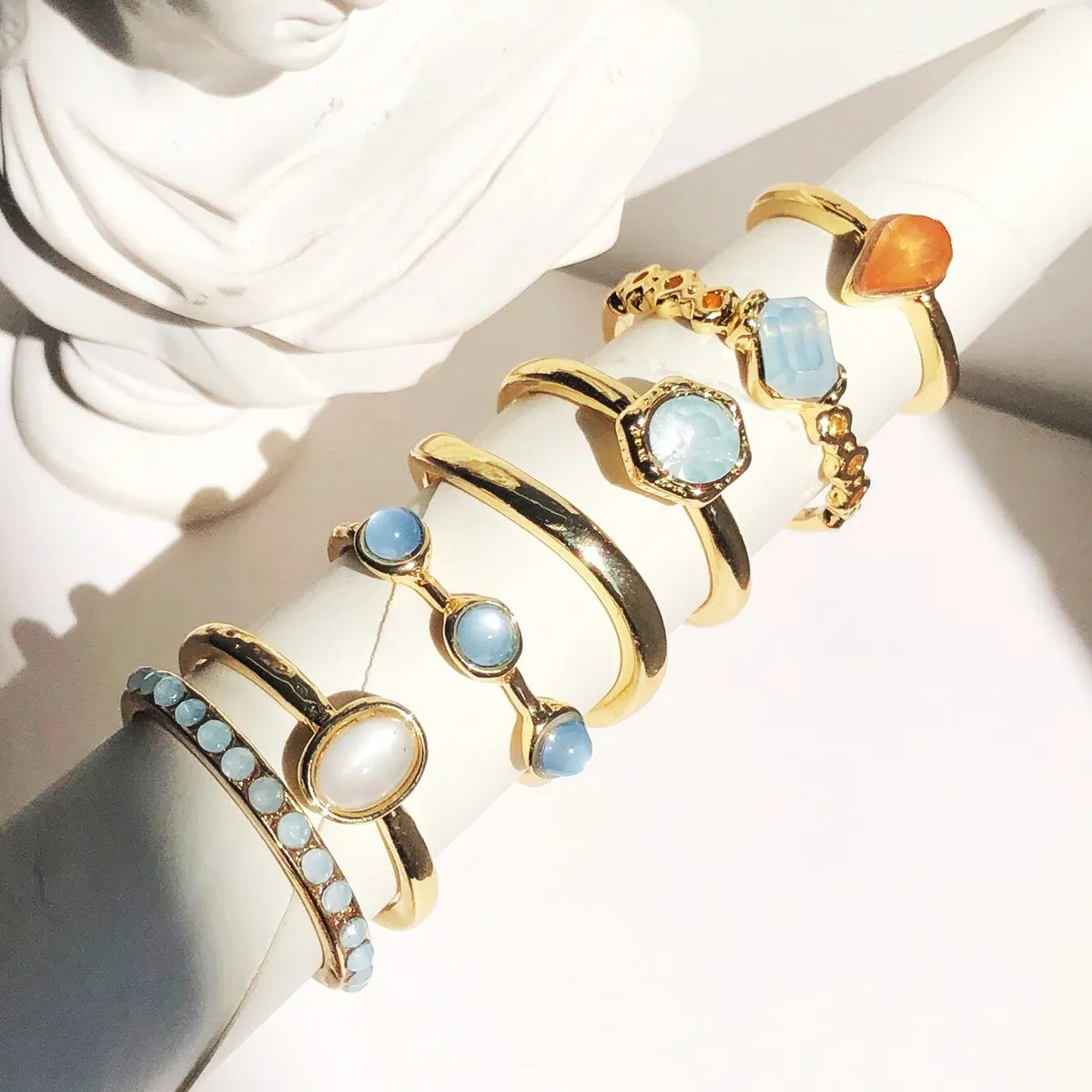 Fashion Creative Rhinestone Geometric Index Finger Ring Women's Ins