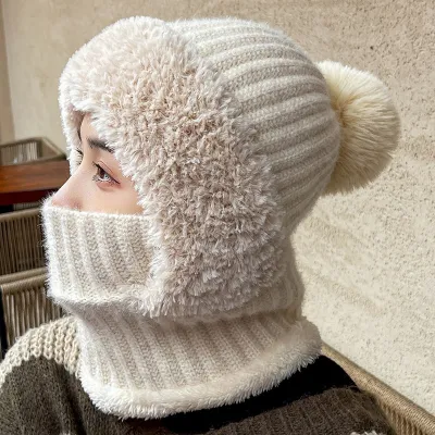 Women's Thickened Warm Cold-Proof Windproof Cycling Knitted Beanie Cap