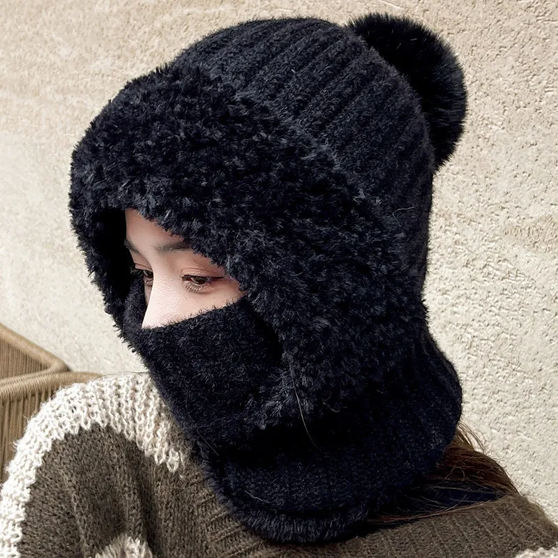 Women's Thickened Warm Cold-Proof Windproof Cycling Knitted Beanie Cap