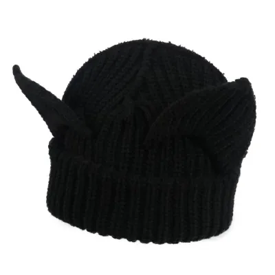 Autumn Winter Women Fashion Creative Devil Ear Thickened Knitted Hat