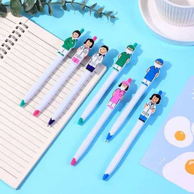 Cartoon Creative Male Doctor Female Nurse Press Ballpoint Pen 0.5mm