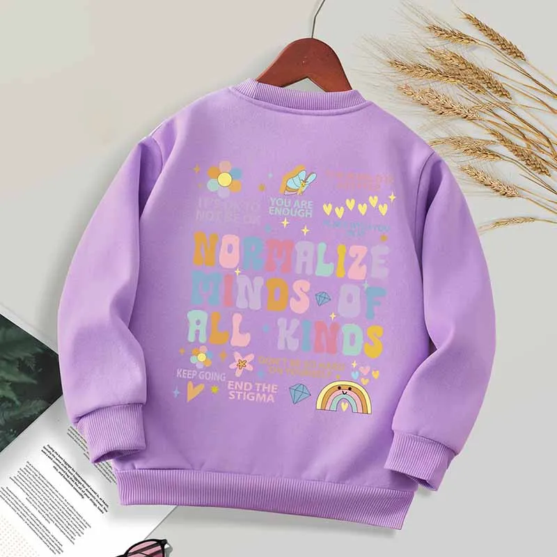 Kids Toddler Boys Girls Winter Casual Cartoon Alphabet Print Fleece Long Sleeve Sweatshirts