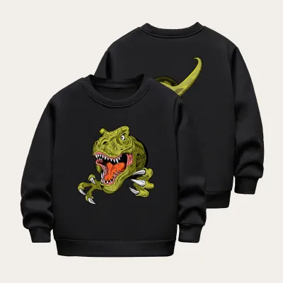 Kids Toddler Boys Girls Winter Casual Cute Dinosaur Print Fleece Long Sleeve Sweatshirts