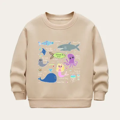 Kids Toddler Boys Girls Winter Casual Cute Cartoon Print Fleece Luminous Long Sleeve Sweatshirts