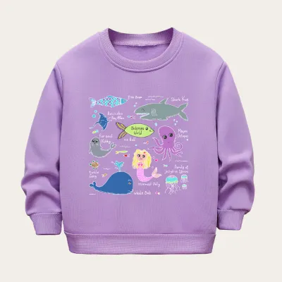 Kids Toddler Boys Girls Winter Casual Cute Cartoon Print Fleece Luminous Long Sleeve Sweatshirts