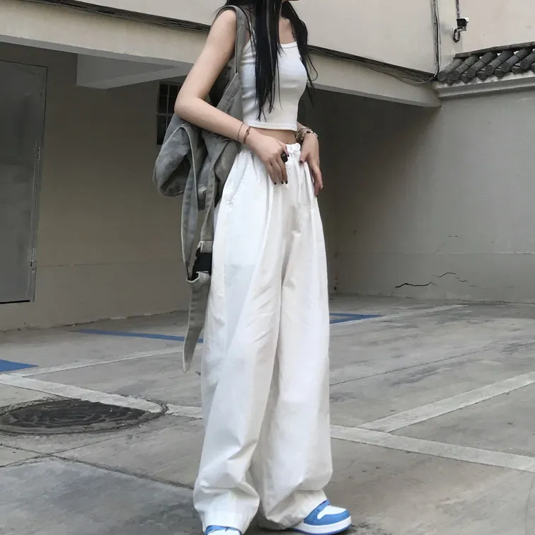 Summer Women Casual Loose High Waist Overalls Pants