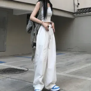 Summer Women Casual Loose High Waist Overalls Pants