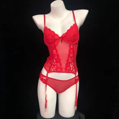 Women Sexy Lace Perspective Bra Set