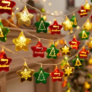 Electroplated Plastic Star Ball Light String Christmas Tree Pendant Holiday Atmosphere Hanging Ornaments