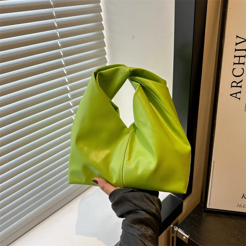 Simple Fashion Solid Color PU Tote Bag with Shoulder Strap Street Trend