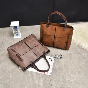Vintage Large Capacity PU Messenger Handbags with Zipper Closure