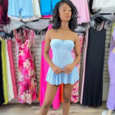 Women Sexy Solid Color Strapless Dress Street Hipster Polyester Spandex