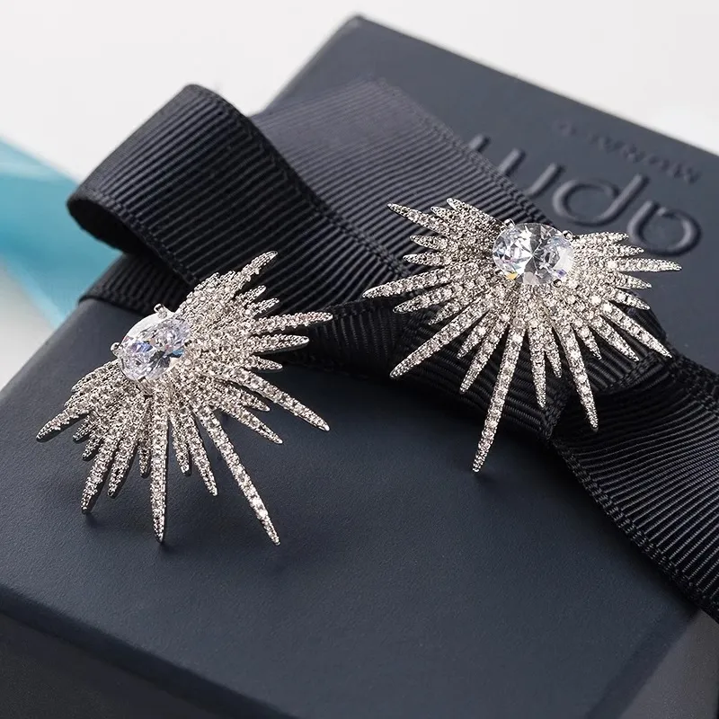 Fashion Rhinestone Irregular High Sense Metal Earrings