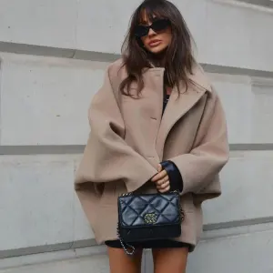 Winter Women Elegant Solid Color Imitation Rabbit Hair Long Sleeve Single-Breasted Loose Jacket