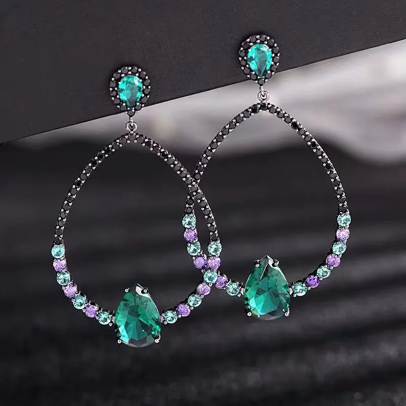 Fashion Water Drop Rhinestone Stud Earrings Sweet Geometric Jewelry