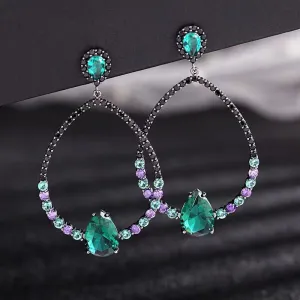 Fashion Water Drop Rhinestone Stud Earrings Sweet Geometric Jewelry