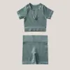Dusty Blue Short Sleeve Shorts