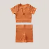 Yellow Orange Short Sleeve Shorts