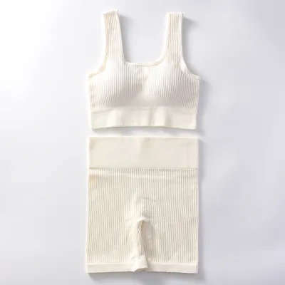 Women Yoga Fashion Solid Color Shorts Sports Two-Piece Set