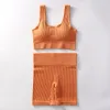 Yellow Orange Square Collar Bra Shorts
