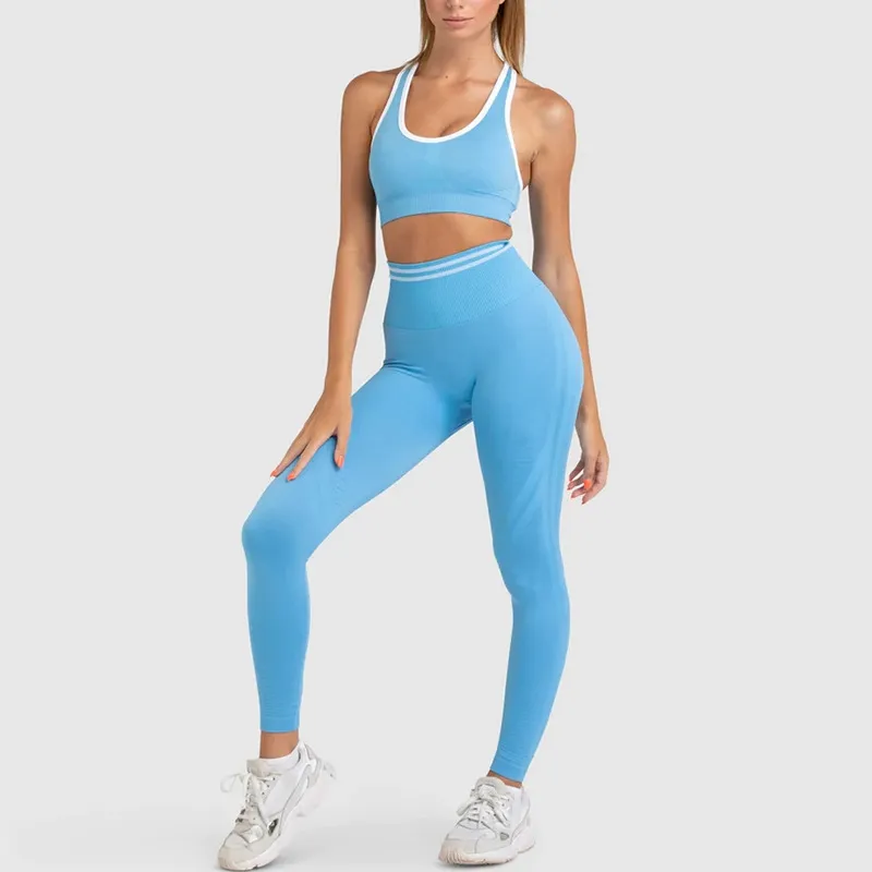 Women Yoga Fashion Tank Top And Leggings Sport Two-Piece Set