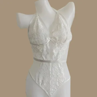 Women Sexy Solid Color Lace Perspective Bra Set